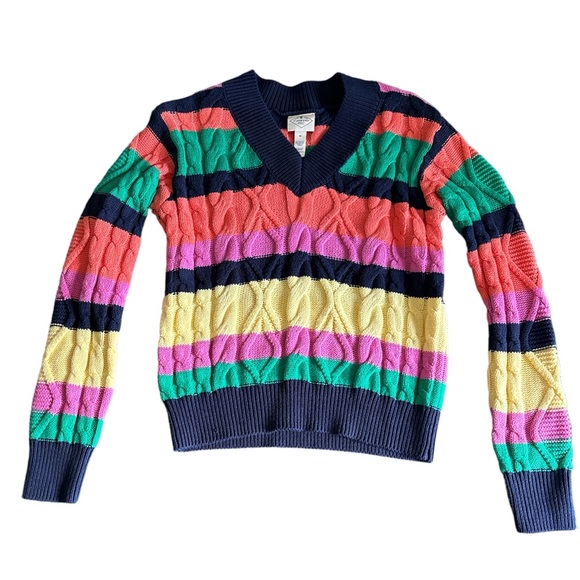 St. John's Bay Cozy Cable Knit Striped Long Sleeve Pullover Fall Sweater - Picture 1 of 7